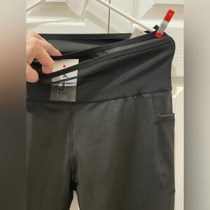 Black High-Waisted Leggings front mesh pocket, phone, keys etc